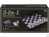 COMPENDIUM 3-IN-1 MAGNETIC 14" Chess Checker Backgammon Games